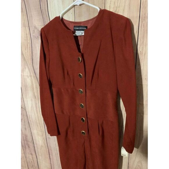 NWT Donna Morgan Brick Red Button Down Dress Sz. 4 - Picture 3 of 9